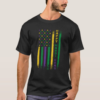 Camiseta Mardi Gras Women Men Happy Mardi Gras American Fla