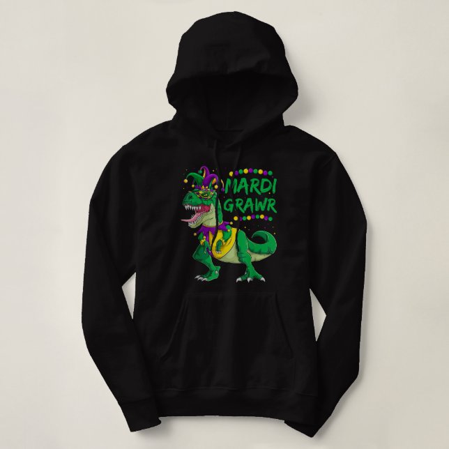 Camiseta Mardi Grawr Dino Jester Outfit, Mardi Gras T Rex K (Frente do Design)