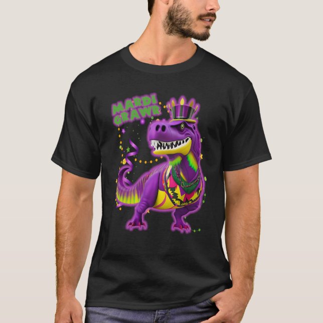 Camiseta Mardi Grawr Rawrsome Rex Dinosaur Toddler Kids Mar (Frente)