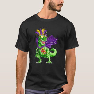 Camiseta Mardi Grawr T Rex Dino Dinosaur Mardi Gras Bead Bo