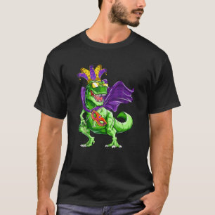Camiseta Mardi Grawr T Rex Dino Dinosaur Mardi Gras Bead Bo