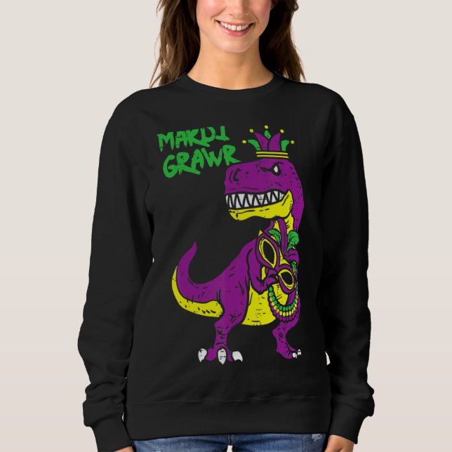 Camiseta Mardi Grawr T Rex Dino Toddler Kids Mardi Gras Boy (Frente)