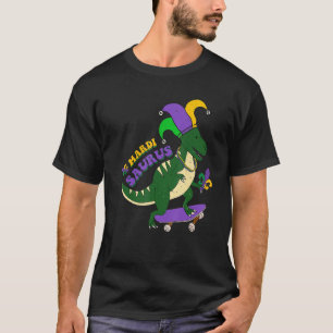 Camiseta Mardi Saurus Retro Skateboard Rex Mardi Gras Fleur