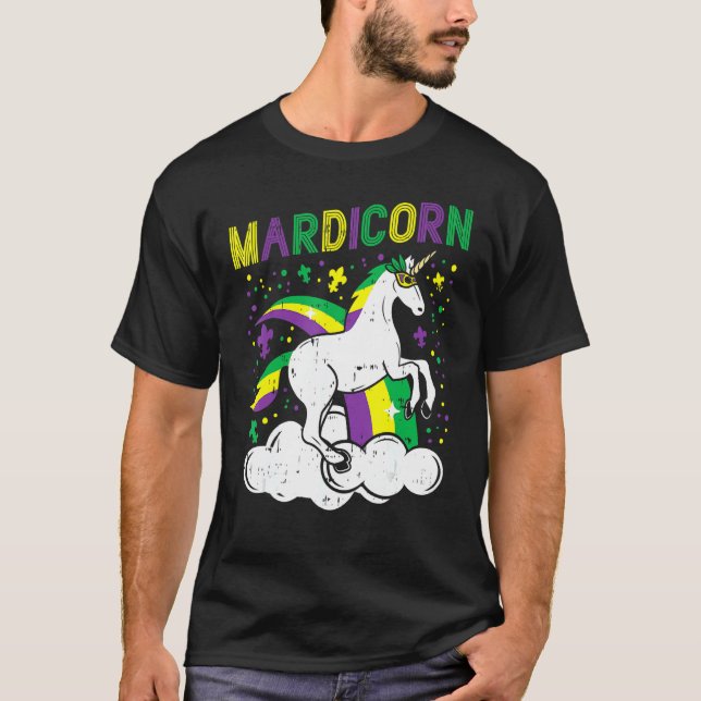Camiseta Mardicorn Retro Unicorn Jester Animal Mardi Gras C (Frente)