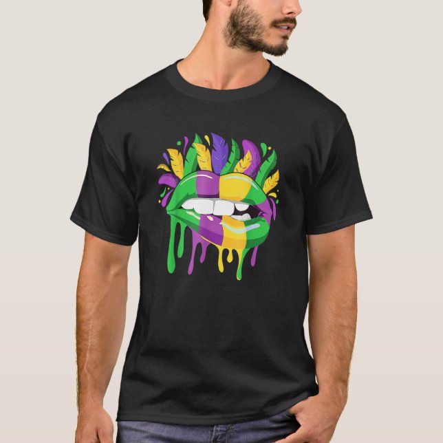 Camiseta Mardis Formando Lábios Rainha Figurino do Carnaval (Frente)