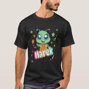Camiseta MAREK - Nome do Menino Bonito com Alienígena fofo