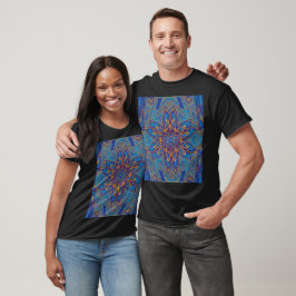 Camiseta Margarida Amarela Azul Gráfica Floral Boêmia