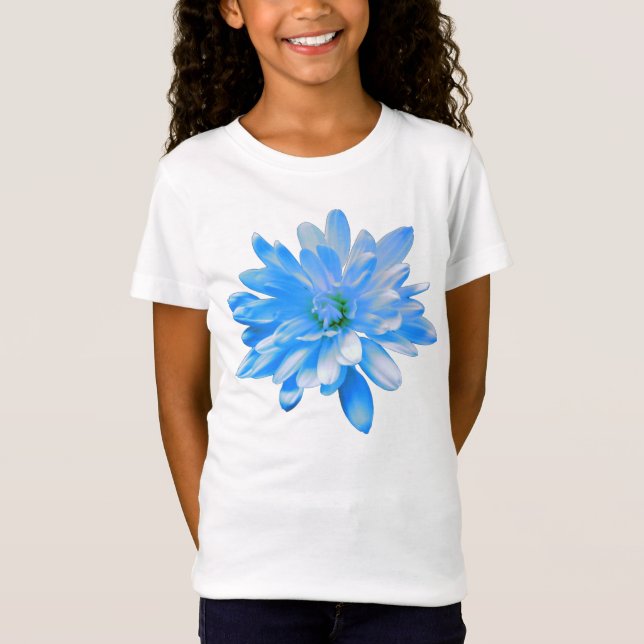 Camiseta Margarida azul, foto floral retrógrada (Frente)