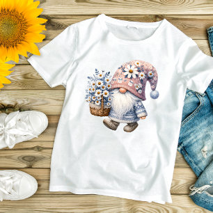 Camiseta Margarida Bonita Adorável Flor Gnomo Mulheres