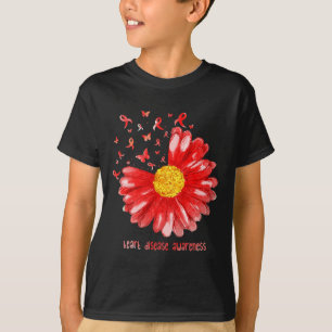 Camiseta Margarida Borboleta Fita Vermelha Conscientização
