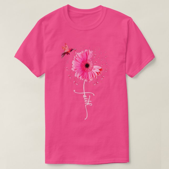 Camiseta Margarida Rosa de Fita Fé-Fita Sensibilização para (Frente do Design)