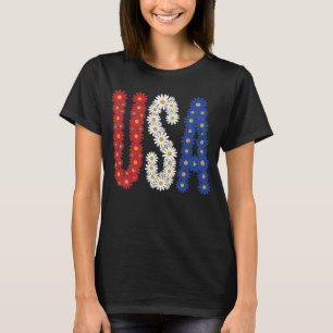 Camiseta Margaridas EUA Margarida Patriótica 4 de Julho 