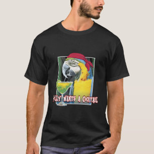 Camiseta Margarita Bebendo Pirata Papagaio Polly Quer Coc