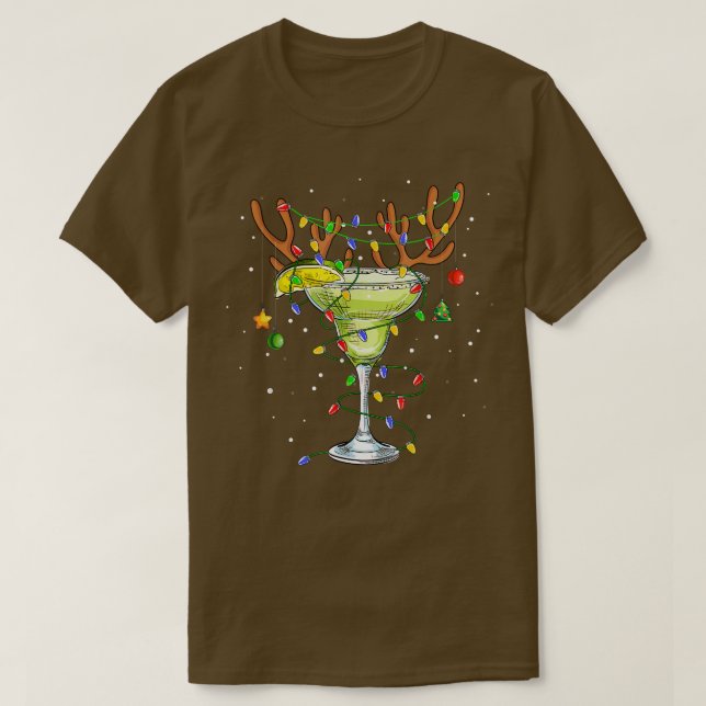 Camiseta Margarita Reindeer Bebendo de Natal com Fama (Frente do Design)