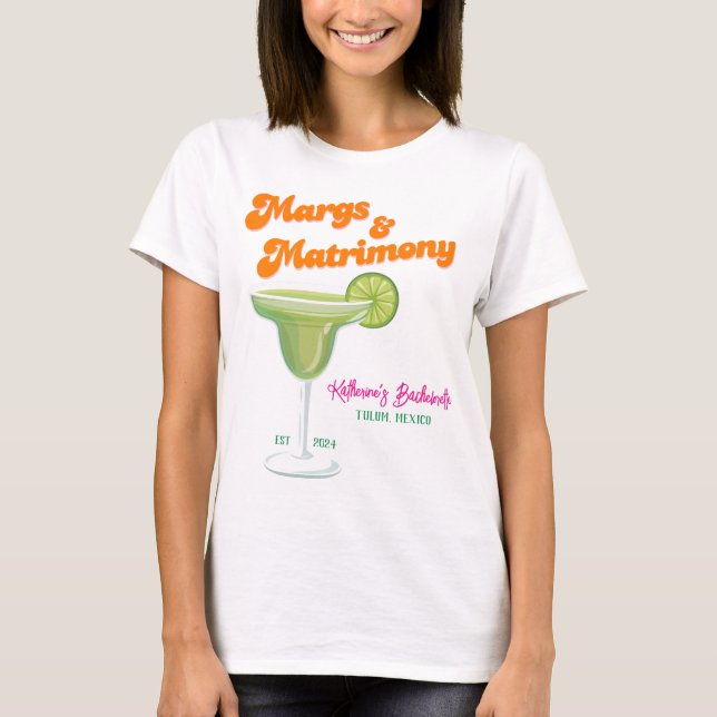 Camiseta Margs e Matrimônio despedida de solteira Dama de h (Frente)