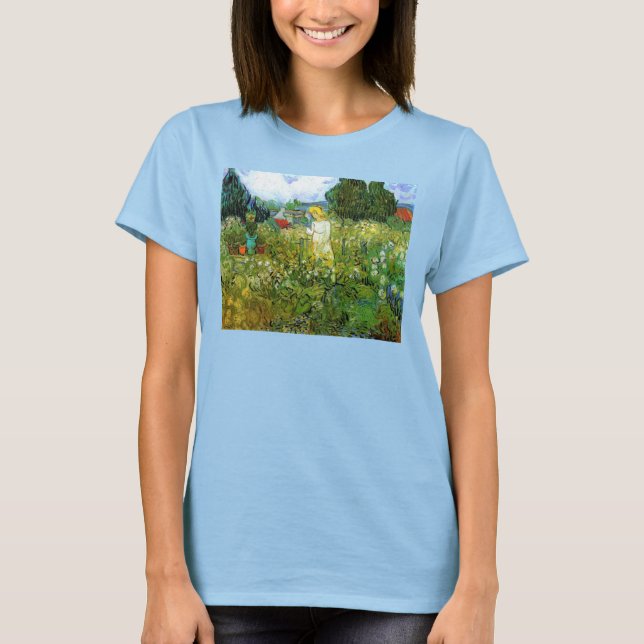 Camiseta Marguerite Gachet em Jardim por Vincent van Gogh (Frente)