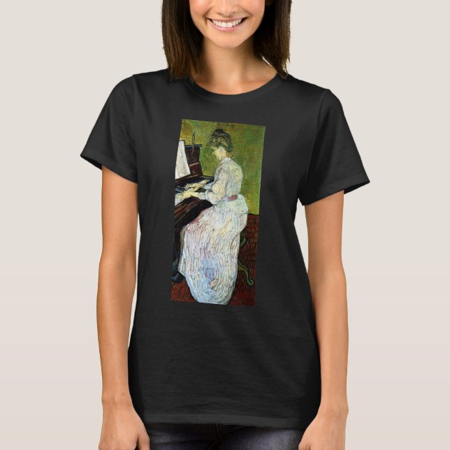 Camiseta Marguerite Gachet no Piano por Vincent van Gogh (Frente)