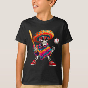 Camiseta Mariachi esqueleto beisebol cinco de maio mexicano