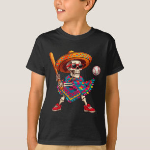 Camiseta Mariachi esqueleto beisebol cinco de maio mexicano