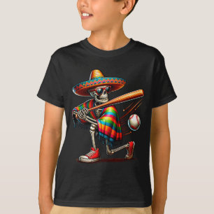 Camiseta Mariachi esqueleto beisebol cinco de maio mexicano