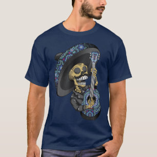 Camiseta Mariachi Skeleton tocando violão dia dos mortos 