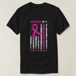 Camiseta Marido De Um Cancer De Bandeira Americano Guerreir