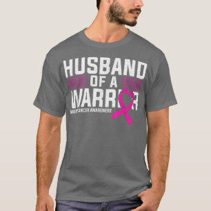 Camiseta Marido De Um Guerreiro Cancer De Fita Rosa Awa