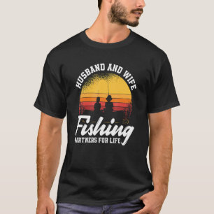 Camiseta Marido e Mulher Parceiros de Pesca Para a Vida   F