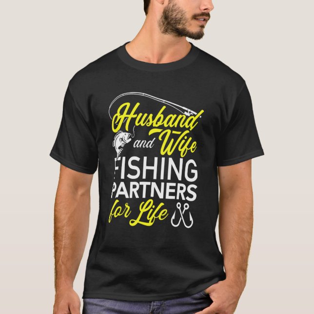 Camiseta Marido e Mulher Parceiros de Pesca para a Vida Pes (Frente)