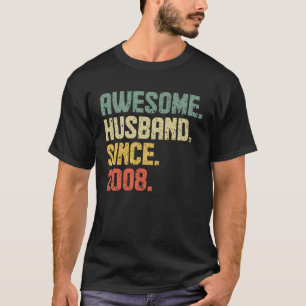 Camiseta Marido Espetacular do Aniversário Desde 2008 Retro
