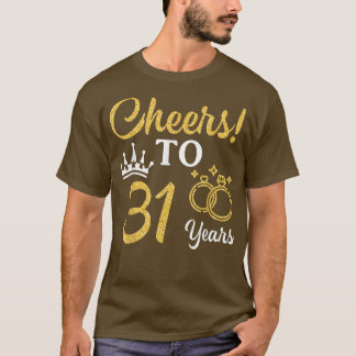 Camiseta Marido Esposa Bebendo Beer Wine Cheers A 31 Anos