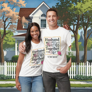 Camiseta Marido Esposa junta casamento palavra arte