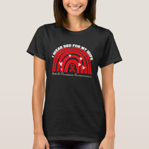 Camiseta Marido Eu Visto Vermelho Para Minha Esposa Doença 