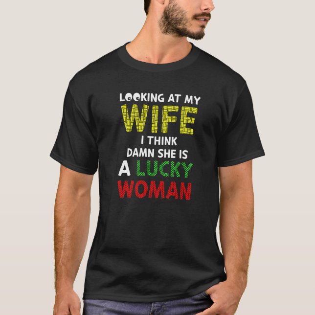 Camiseta Marido Hubby Minha Esposa É Uma Mulher Sortuda (Frente)