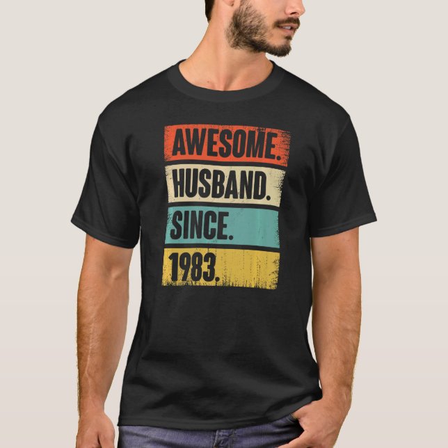 Camiseta Marido Impressionante Retro Desde 1983 39 Casando  (Frente)