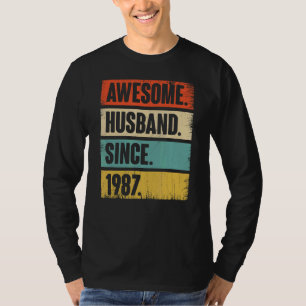 Camiseta Marido Impressionante Retro Desde 1987 35 Aniver C