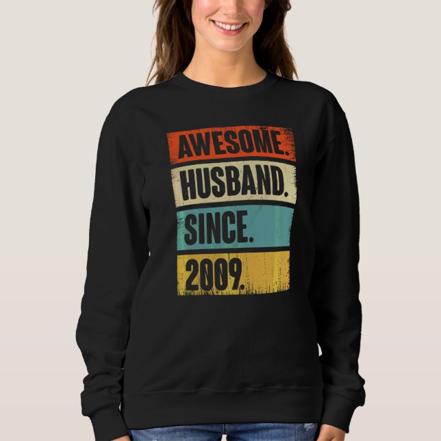 Camiseta Marido Impressionante Retro Desde 2009 13 Casando  (Frente)