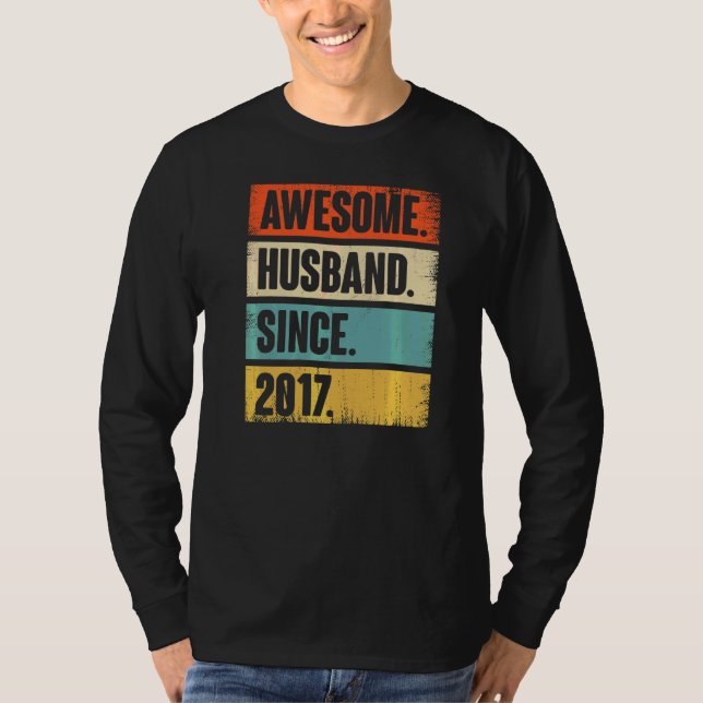 Camiseta Marido Impressionante Retro Desde 2017 5 Anivers D (Frente)