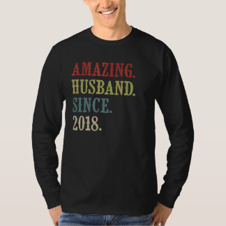 Camiseta Marido Incrível Desde 2018 Retro 4 Aniver Casament