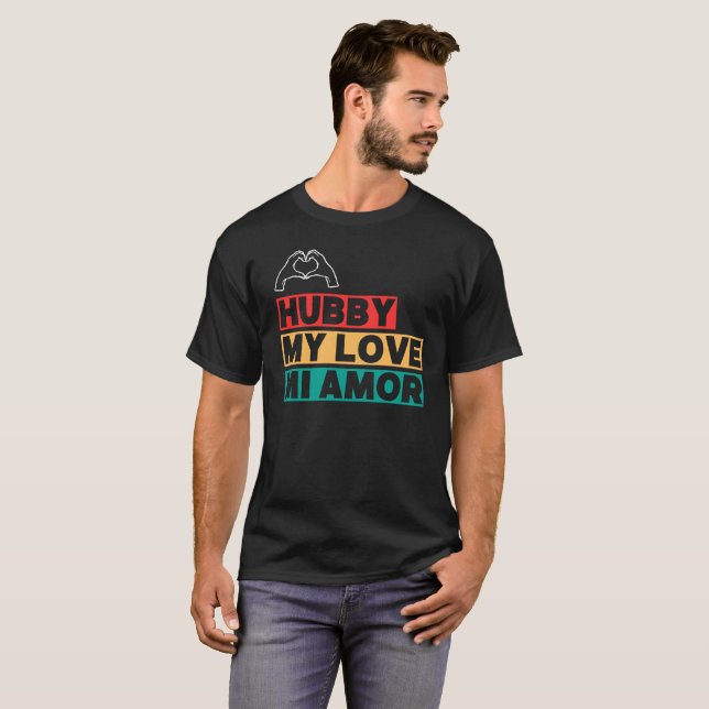 Camiseta Marido Lua de Mel Moderna Branco Script Preto Masc (Frente Completa)
