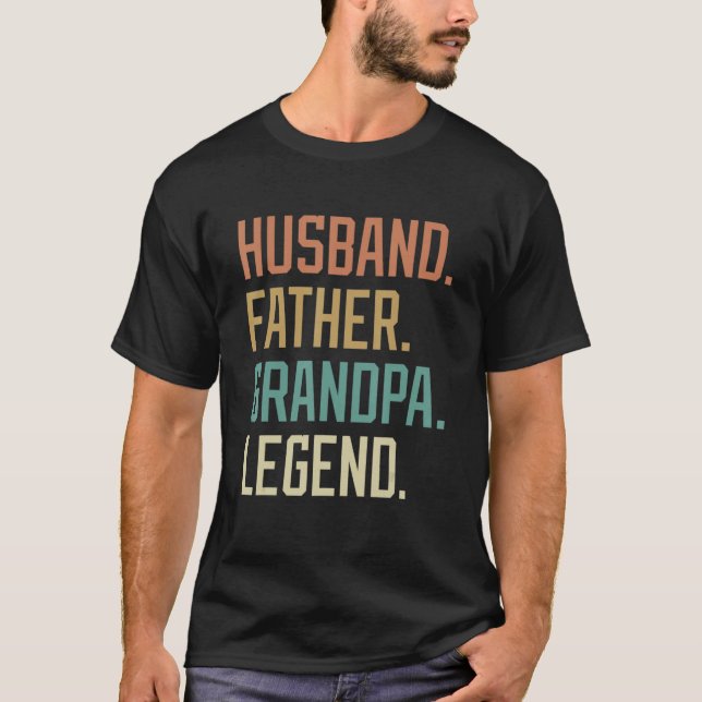 Camiseta Marido Padre Avô Dia de os pais de Legenda Birthda (Frente)