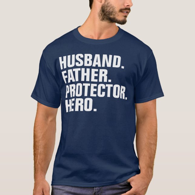 Camiseta Marido Padre Protetor Hero família de presentes (Frente)