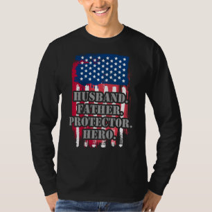 Camiseta Marido Padre Protetor Herói-Nos Bandeira Americana