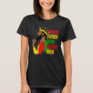Camiseta Marido Padre Rei Abençoado Homem Negro Pai Fa