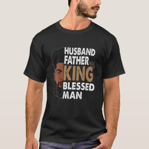 Camiseta Marido Padre Rei Abençoado Pai do Orgulho Negro
