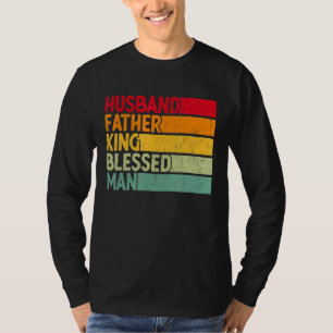 Camiseta Marido Padre Rei Abençoado Pai Negro Histo