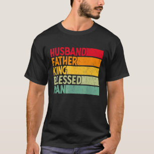 Camiseta Marido Padre Rei Abençoado Pai Negro Histo