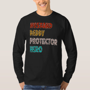 Camiseta Marido Pai Protetor Hero Vintage Leopard Fathe