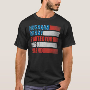 Camiseta Marido Pai Protetor Herói Herói Americano Patrióti