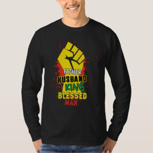 Camiseta Marido Pai Rei Homem Abençoado Pai Negro Pai B